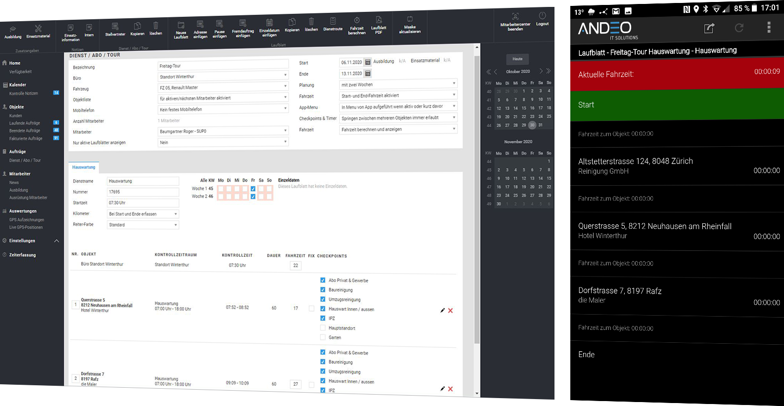 Funktion Tourenplanung Desktop